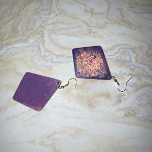 Hand painted wood earrings